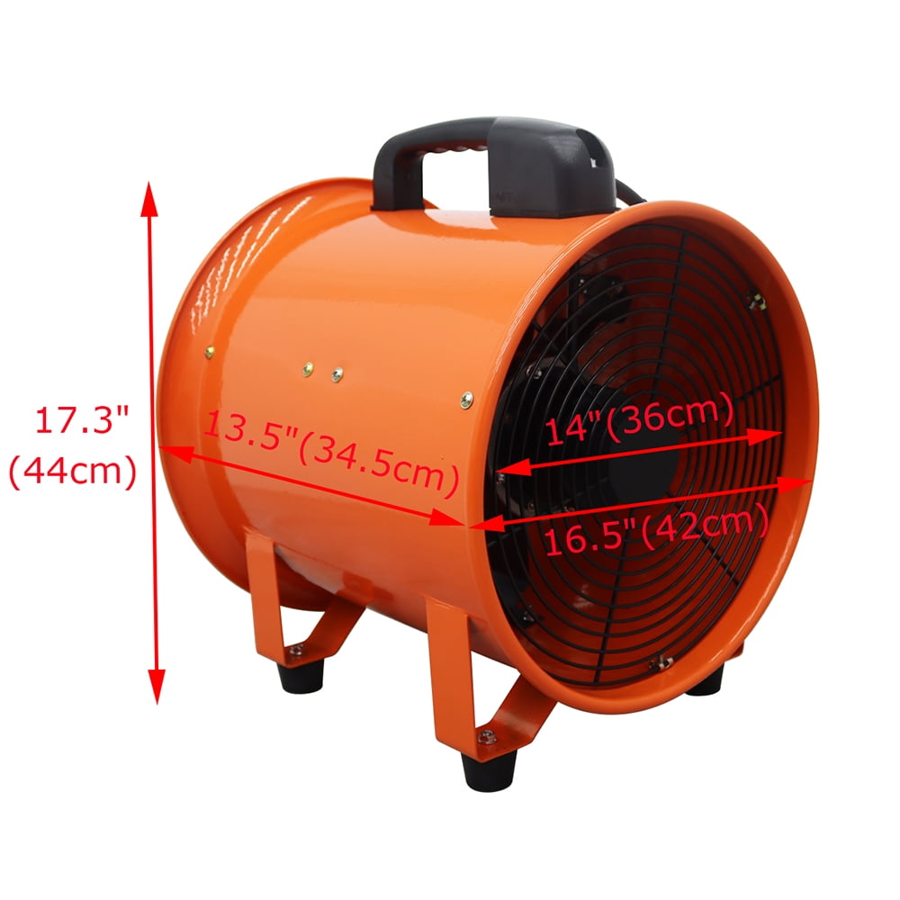 14INCH Axial Flow Fan Cylinder Pipe Spray Booth Paint Fumes Blower Portable 5M Air Duct 110V