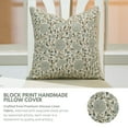 thumbnail image 2 of Fabdivine Floral Block Print "Karwachauth" Boho Decorative "Viscose Linen" Throw Pillow Cover, Handblock Printed Cushion Cover for Sofa , 22"X22", "Gray", 2 of 4