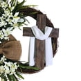 thumbnail image 2 of Round Easter Door Wreath with Cross with Burlap Home ornaments rustic grape Front Door Decor Rustic, 2 of 8