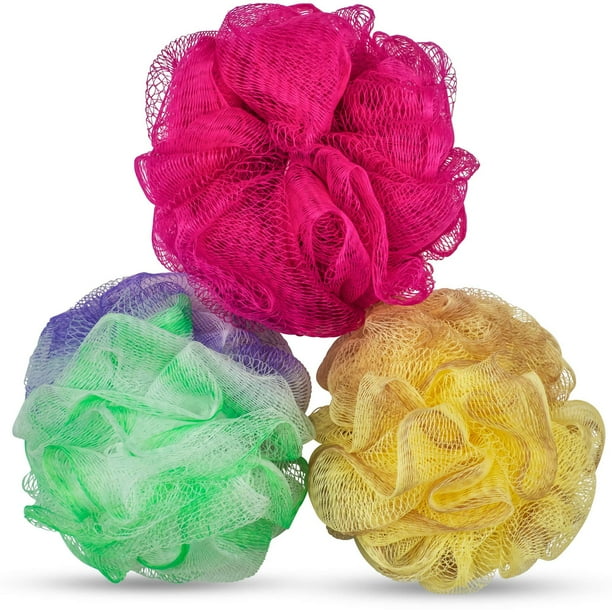 Decorrack Bath Shower Loofahs Soft Mesh Pouf Body Bathing Sponge Loofah Scrubber Pack Of 3