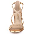 thumbnail image 3 of Sandalias De Tacón Cuadrado Correa Cruzada Con Purpurina Para Mujeres Oro Rosa 41, 3 of 7