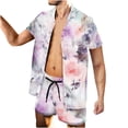 thumbnail image 1 of Conjunto casual de blusa y pantalones de playa de manga corta con estampado de botones para hombre Pompotops  oipoqjl36045, 1 of 5