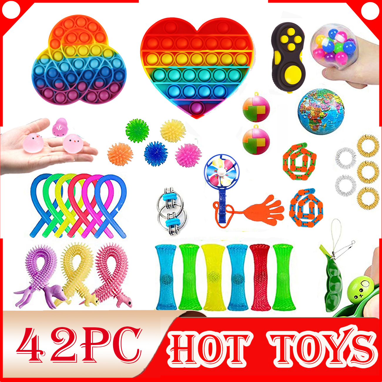 42 Piece Set Clover & Heart Fidget Toys,Multiple Choices Relieve Pressure  All Ages Cool Fidget Packs Relieve Autism - Walmart.com