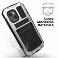thumbnail image 2 of Dteck iPhone 13 Mini Metal case with Kickstand Screen Protector Case Sturdy Military Armor Durable Full Body Heavy Duty Shockproof Drop Tested Outdoor Case for iPhone 13 Mini (Silver), 2 of 7