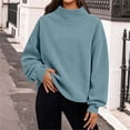 thumbnail image 2 of Nugftut Womens Corduroy Sweatshirts Mock Neck Fashion Long Sleeve Pullovers Casual Loose Pullover Shirts, 2 of 6