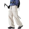 thumbnail image 2 of gbyLJF Men's Windbreaker Pants Waterproof and Windproof Outdoor Hiking Trousers Solid Color Drawstring Cargo Pants with Pockets, 2 of 8