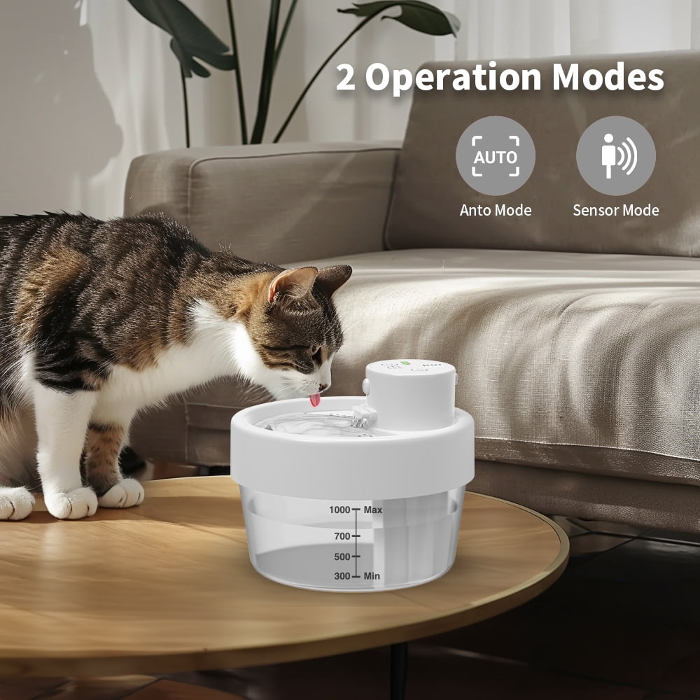 Charkool Cat Water Fountain,Rechargeable Automatic Pet Fountain, Sensitive Sensor Cat & Dog Water Dispenser,White