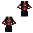 thumbnail image 4 of Qarigey Mujer Base Camisa Sexy Manga Larga Encantadora Señoras Camiseta Moda Decoración Club Mujer Tops Primavera Verano Vino Rojo L Vino rojo L 2Conjunto, 4 of 6