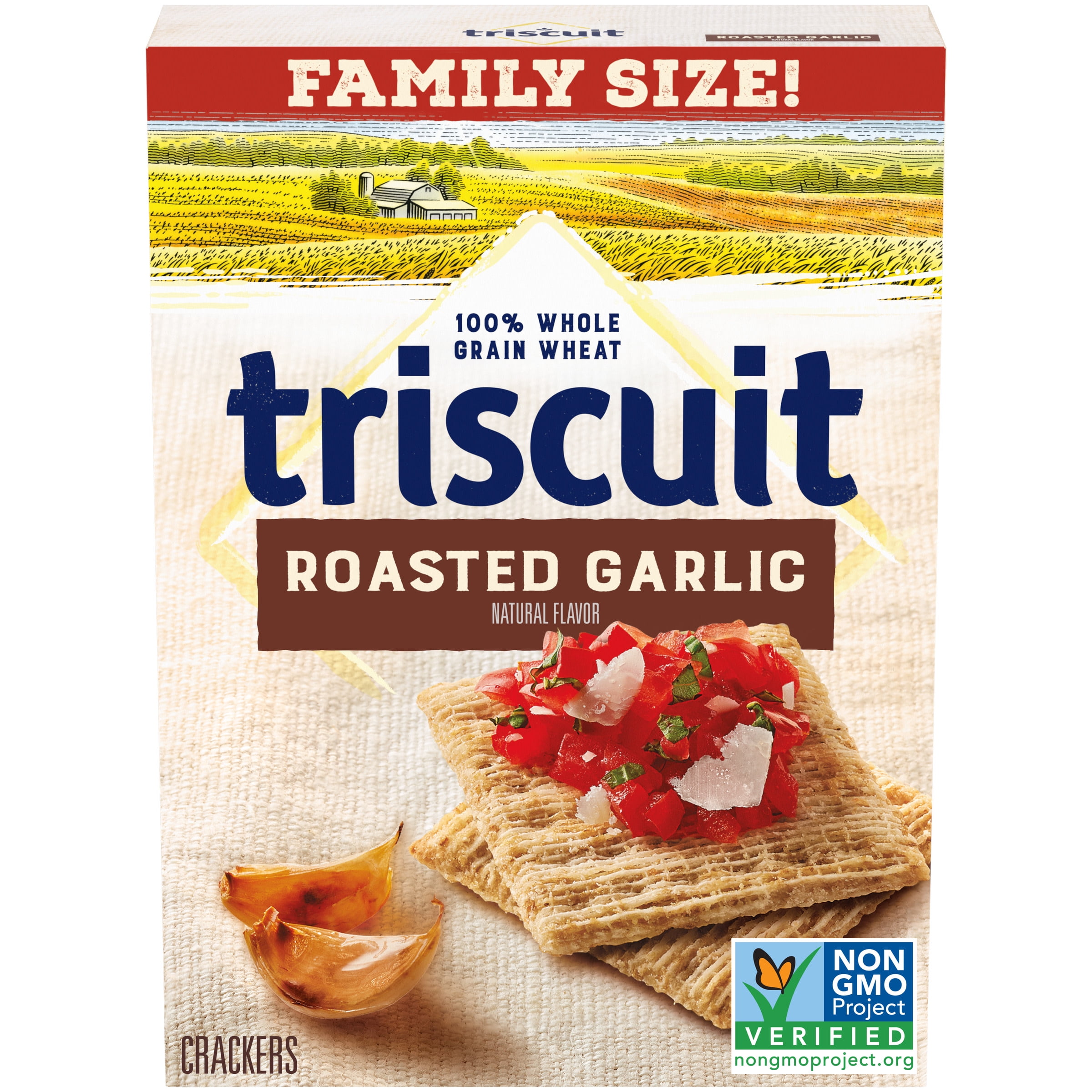 Triscuit Roasted Garlic Whole Grain Wheat Crackers, Family Size, 12.5 oz