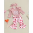 thumbnail image 4 of Elippeo Baby Girls Valentine’s Day Outfits 3M 6M 12M 18M Embroidery Romper + Flare Pants + Headband Set Infant Clothes, 4 of 10
