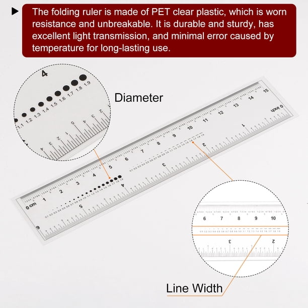 Règle Flexible En PET 6 Pouces - épaisseur 0.1mm, Pliable, Uxcell