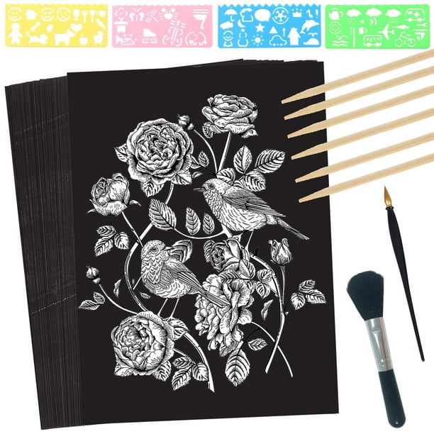 Juego de papel para rascar ZOCONE, 50 hojas, 20 x 28 cm, Art Craft Kit