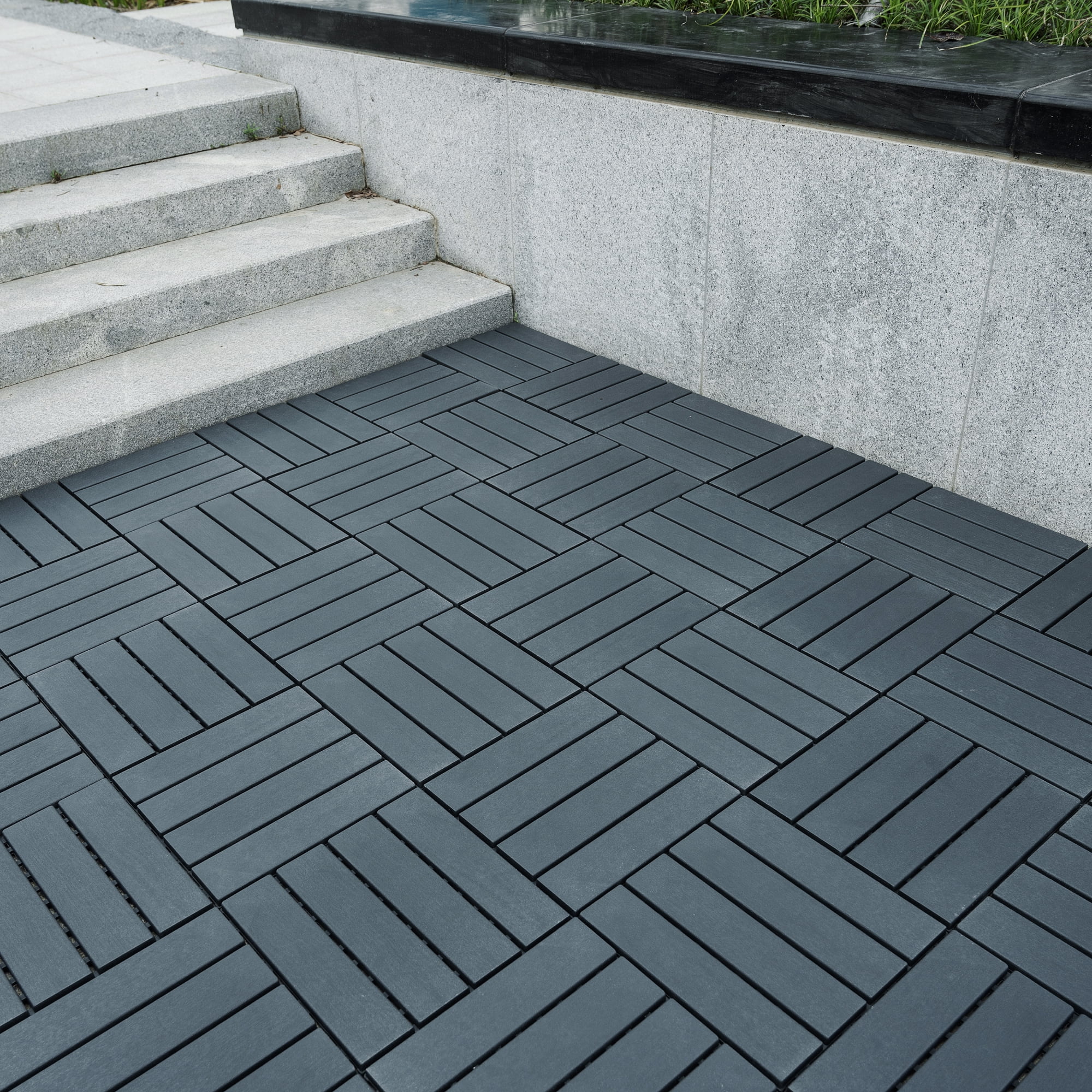 44PCS Plastic Interlocking Deck Tiles,Patio Deck Tiles,12"x12" Square Waterproof Outdoor