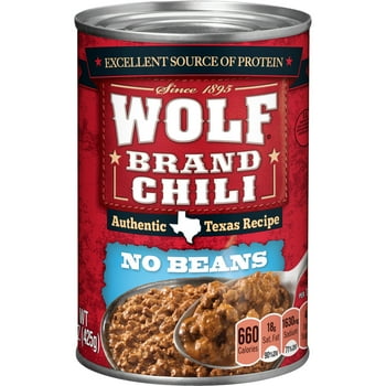 WOLF BRAND Chili No Beans, Chili Without Beans, 15 oz.