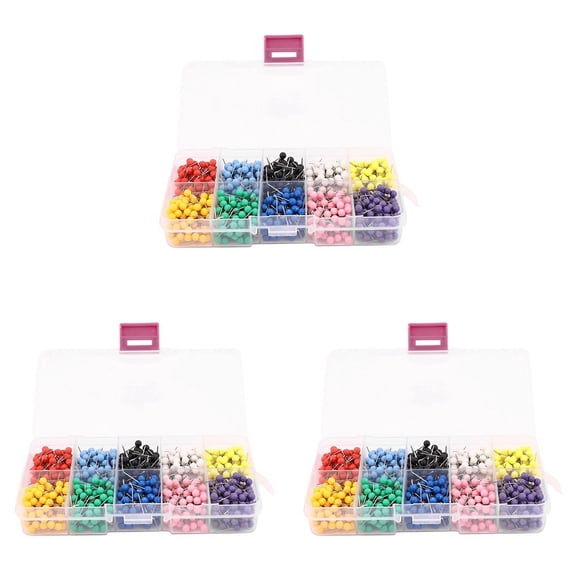 3000Pcs 1/8 Inch Map Push Pins Map Tacks with Plastic Round Heads and Steel Needle Points 10 Colors (Each Color 300 PCS)