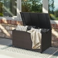 thumbnail image 2 of Costway Outdoor 133 Gallon Rattan Deck Box with Wheel Handle & Liner, 2 of 11