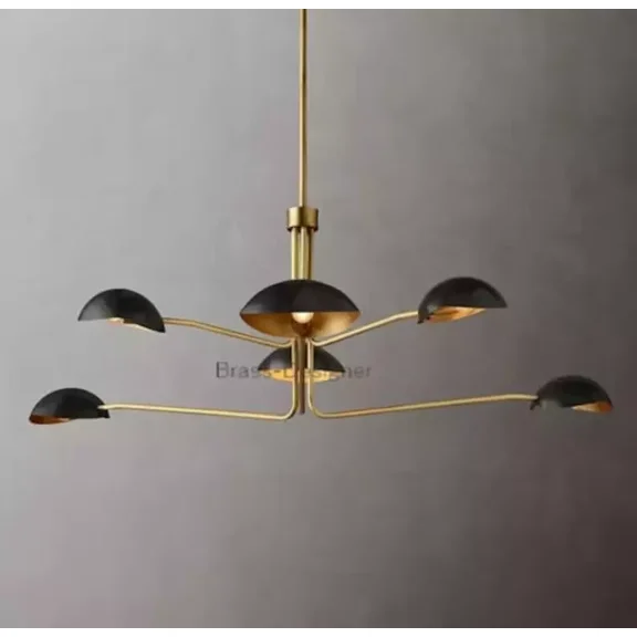 Mid Century 1950 Brass Black Orb Sputnik Italian Ceiling Stilnovo Chandelier