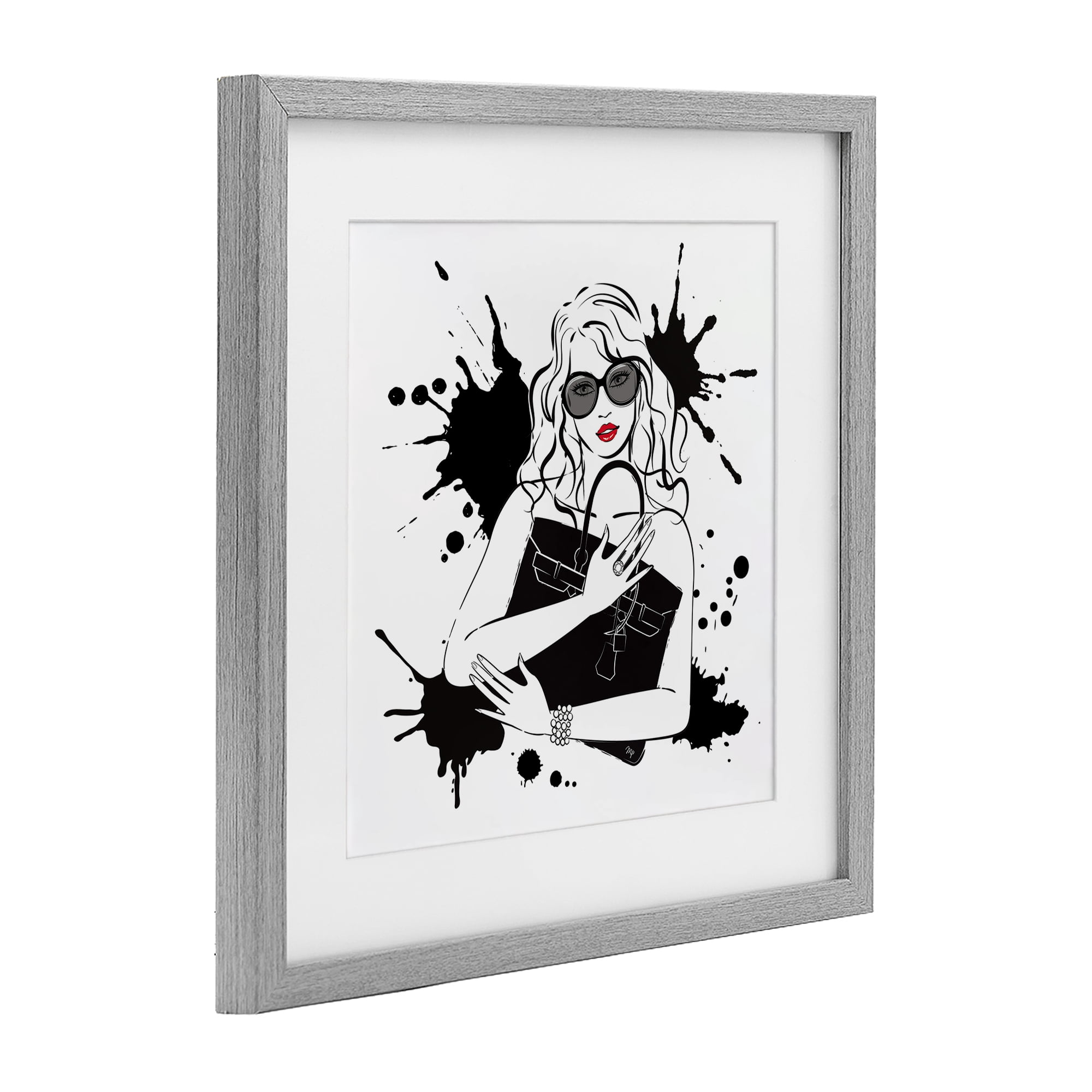 Stupell Industries Black Bag Elegance & Glamour Gray Framed Print Under Glass, design by Martina Pavlova