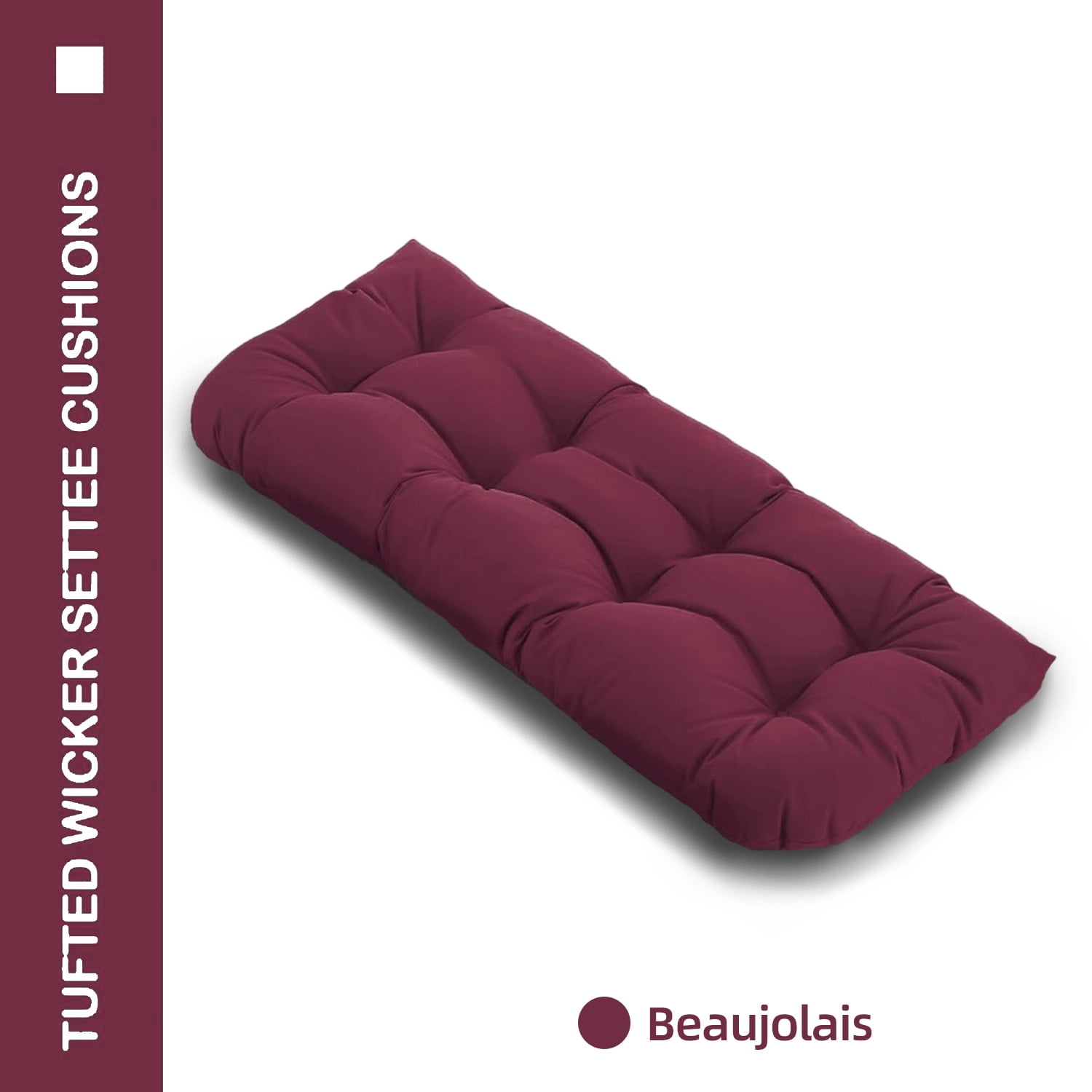 Tufted Wicker Loveseat Cushion, 41" x 19", Outdoor, Water and Fade-Resistant, 1 Count