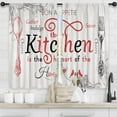 thumbnail image 4 of Red White Rustic Farmhouse Kitchen Curtains Vintage Country Wooden Plank Board Fork and Spoon Retro Wood Rod Pocket Funny Quotes Bedroom Living Room Treatment Fabric 2 Panels 27.5Wx39H Inch, 4 of 6