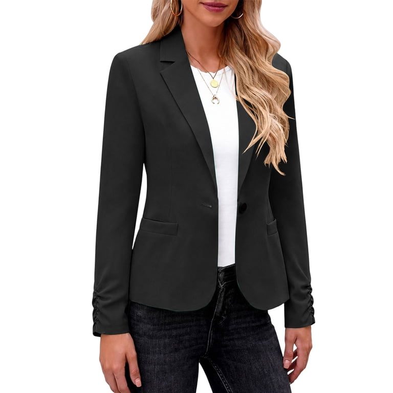 black dress jackets for women Stamzod Long Sleeve Blazers Business Casual Fitted Jacket Lapel Collar Office Work Suit L The jacket is designed dresses for party events The Ultimate Birthday Party Size:Us Size 2