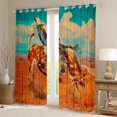 thumbnail image 2 of Western Cowboy Blackout Curtains,Rustic Farmhouse Bull Cattle Curtains Teens,Southwest Wild Desert Window Curtains & Drapes,Watercolor Batik Darkening Curtains Western Bedroom Decor 42"X63", 2 of 5