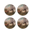 thumbnail image 2 of Balery 4 Pcs Three Horses Oil Paintingleather Coasters Set, Drink Table Cup Coasters For Living Room Kitchen Coffee Decor, 2 of 9