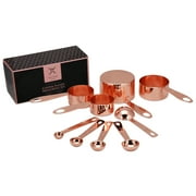 Steelware Central Copper Measuring Cups and Spoons Stainless Steel 9 pieces with 2 Rings