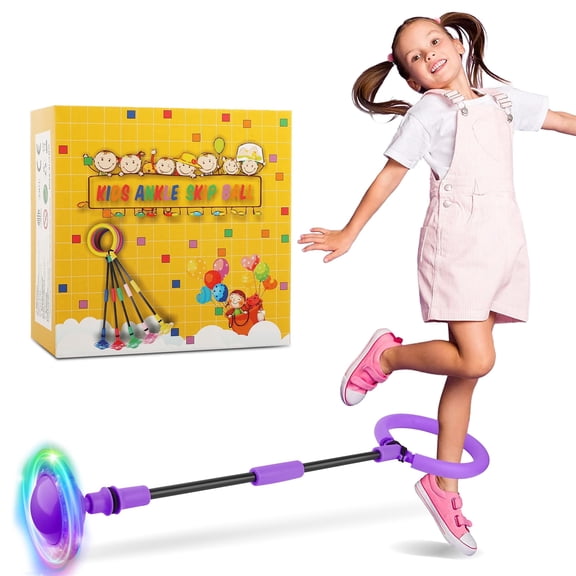 Skip Ball for Kids, Ankle Skip Ball Toy with Counter, Timer and Cal Calculator, Boys Birthday Gifts for Age 6 7 8 9 10 , Rechargeable Colorful Flash Wheel Skip Ball for Boys, Indoor Outdoor Toys