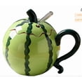 thumbnail image 5 of Ceramic Tumbler Cup, Fruit Lidded Straw Mug, Cute Watermelon Shape, Spill-Proof Lid, 14.5 x 12 x 7.5 cm, Home Table Decor, 5 of 8
