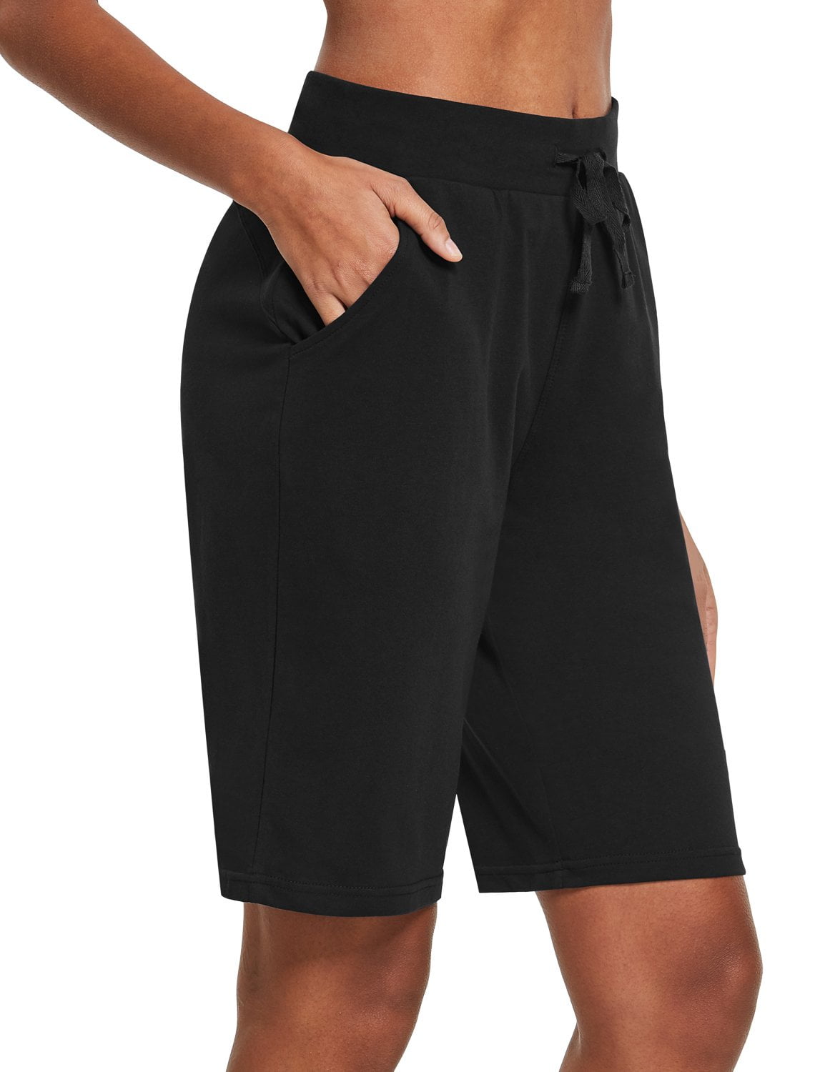 BALEAF Womens 10 Long Shorts Cotton Lounge Yoga Bermuda Walking Pajama Activewear Jersey Shorts Pockets 