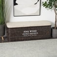 thumbnail image 3 of DecMode Metal Text Storage Bench with Cream Burlap Top and Champagne Typography, Brown, 3 of 15