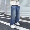 thumbnail image 5 of SJLDQY Boys Pleated Jeans Straight leg Casual Denim Pants Fall Loose Denim Pants with Pockets, 5 of 5