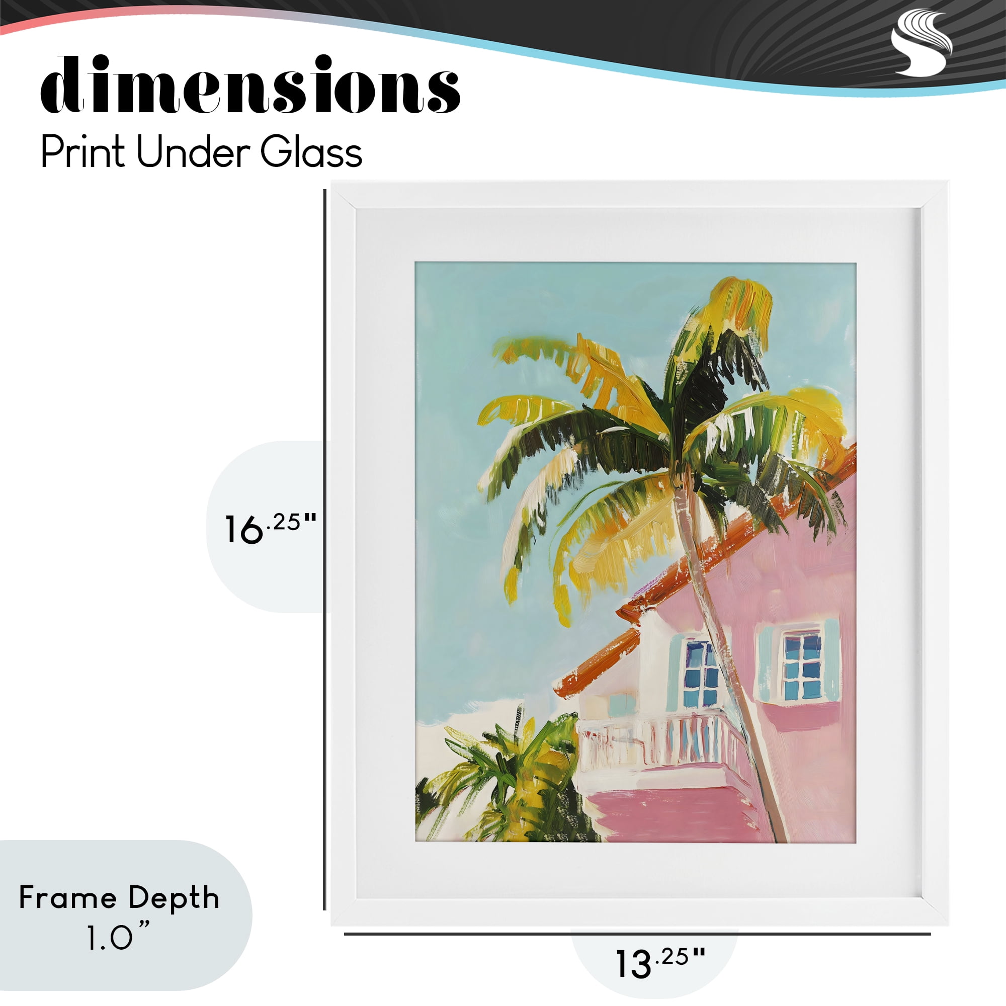 Stupell Industries Pink House Palm Tree White Framed Print Under Glass, design by The Prints Vibe