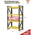 thumbnail image 3 of 78.8"H Garage Shelves Heavy Duty,4200LBS 4-Tier Metal Adjustable Shelf, Industrial shelving for Commercial, Gym, Warehouse, Living Room, Basement, Fish tank,47.3"W*19.7"D*78.8"H,Black&Yellow, 3 of 9
