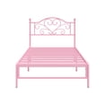 thumbnail image 5 of Yoneston Twin Metal Platform Bed Frame with Victorian Style Flower Heart Headboard, Heavy Duty Steel Slat Mattress Foundation for Kids Boys Girls, Pink, 5 of 12