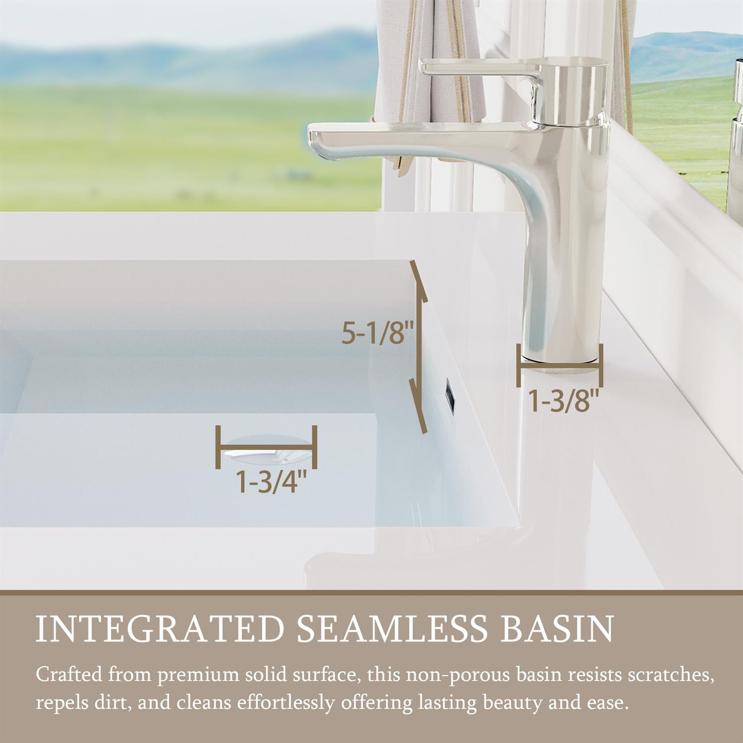 Demi Bonn 24" Floating Bathroom Vanity with Sink, Resin Top Basin and 2 Soft Close Drawers, Faucets and Drains Not Included, Gray