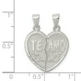thumbnail image 2 of 925 Sterling Silver Polished Te Amo Break Apart Heart Pendant / Charm, 2 of 2