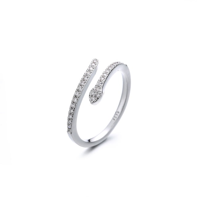 Anillo de serpiente delgado, distintivo, estilo hip hop, de alto nivel, con diamantes de imitación, taladro, circonita, anillo de dedo índice en forma de serpiente, anillo de lujo inteligente