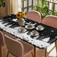 thumbnail image 3 of Black Christmas Table Cloths for 4 Foot Rectangle Tables, Xmas Elk Tree Snowflake Forest Patio Waterproof Elastic Fitted Tablecloths, Washable Rectangular Table Cover for Camping, 3 of 8