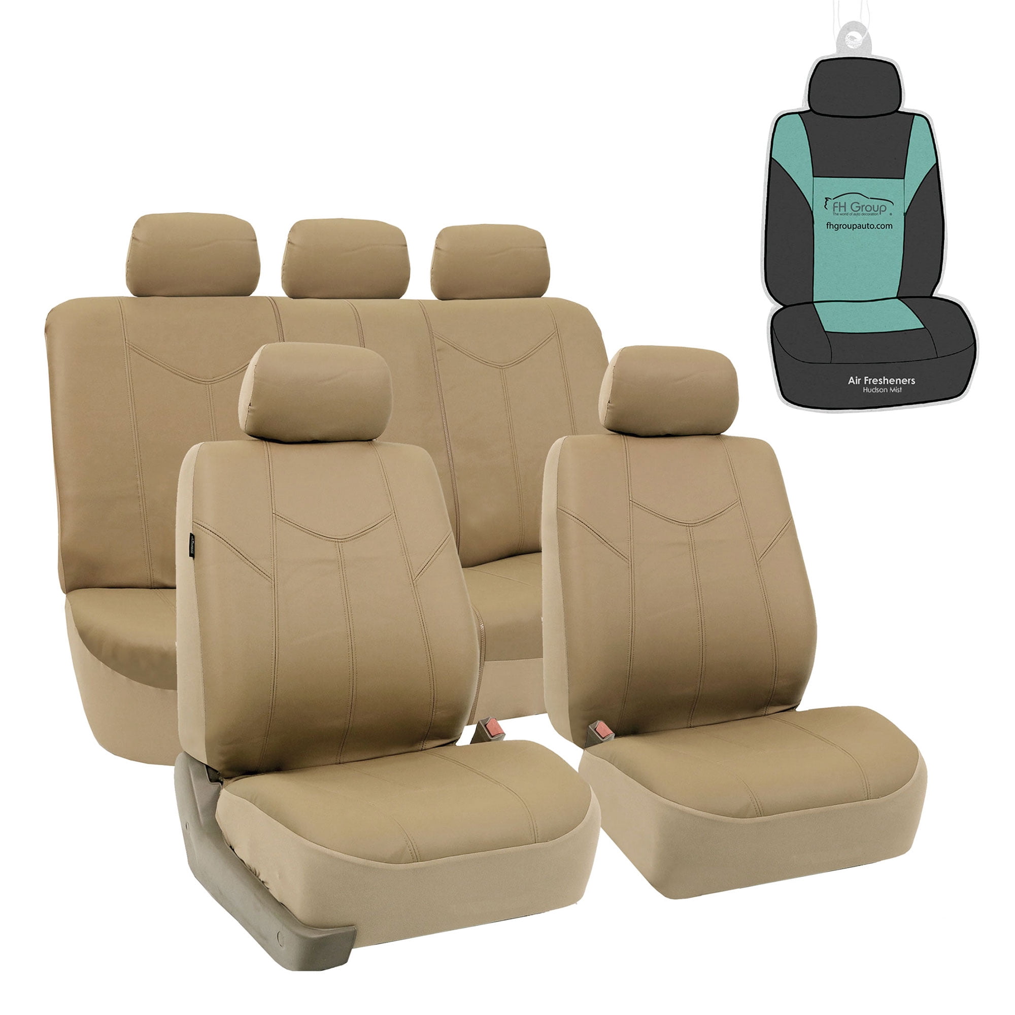 FH Group Rome PU Leather Full Set Seat Covers with bonus Air Freshener