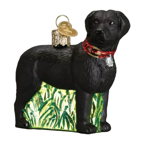 Old World Christmas Dog Collection Glass Blown Ornaments for Christmas Tree, Standing Black Lab
