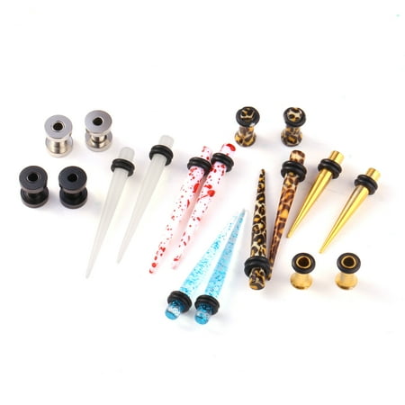 12g Gauge - BodyJ4You 18PC Random Mix Gauges 6G Assorted Plug Tunnel Taper Steel Acrylic Silicone Expanders