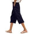 thumbnail image 1 of Icvfdpl Pantalons Amples pour Femmes, Capri en Lin Léger Pantalons à Rayures pour Dames, S, 1 of 5