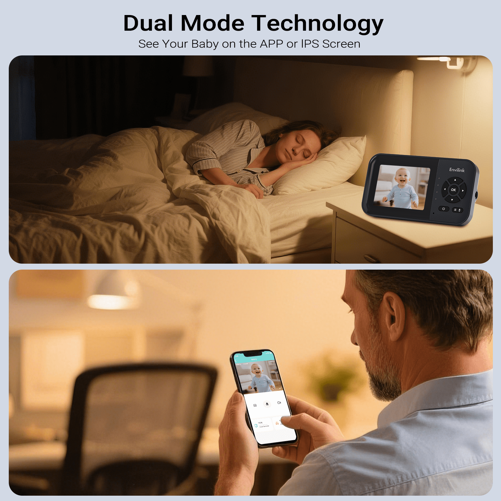 Envilink Video Baby Monitor with App, 2.8" Screen 14h Battery, Sound Detection, Night Vision, Two Way Talk, Temperature Detection, 1200ft Range, Feeding Remind, Ideal for Baby/ Elderly Indoor Use