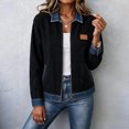 thumbnail image 5 of Edvintorg Women's Coats Color Block Long Sleeve Lightweight Jacket Fall Collared Zip up Outerwear with Pocket Plus Size Trendy Womens Clothes Black S-3XL, 5 of 6