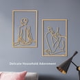thumbnail image 4 of Bewildely Línea de pintura de decoración, adorno colgante de pared, dibujo de silueta, arte de Metal, adorno para el hogar, dormitorio, decoración del Decoración del hogar Negro Atrás Bewildely HA080027-03, 4 of 6