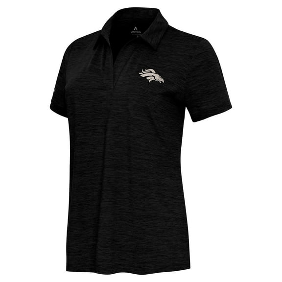 Women's Antigua  Heather Black Denver Broncos Layout V-Neck Polo