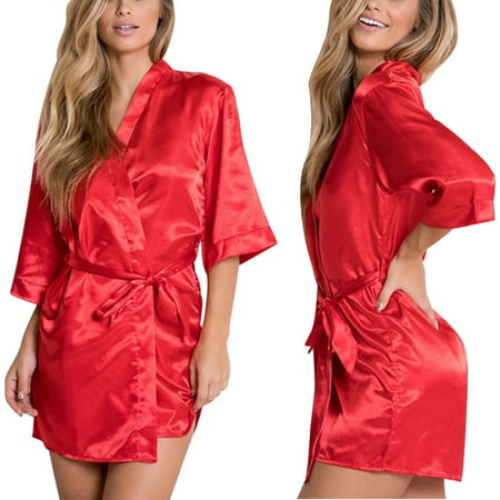 

Women s Nightgown Button Down Sleepshirt Satin 3/4 Sleeve Nightshirt Boyfriend Notch Collar Sleepwear Fragarn