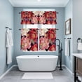 thumbnail image 4 of Gold Red Flower Kitchen Curtains Valances and Tiers Set of 3 Country Vintage Watercolor Pink Floral Leaf Tier Curtains and Valance with Rod Pocket for Small Windows, 27.5"x36", 4 of 9